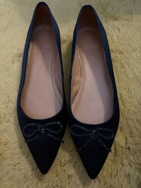 J Crew black satin pointed flats